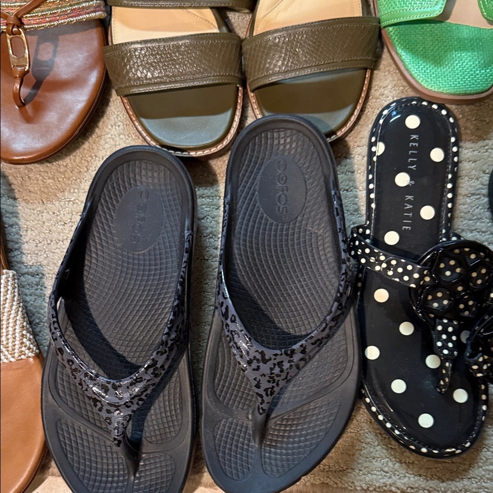 13  Sandals in Gold, Brown, and Denim black silver blue red ,,,like new!!! - Picture 8 of 11